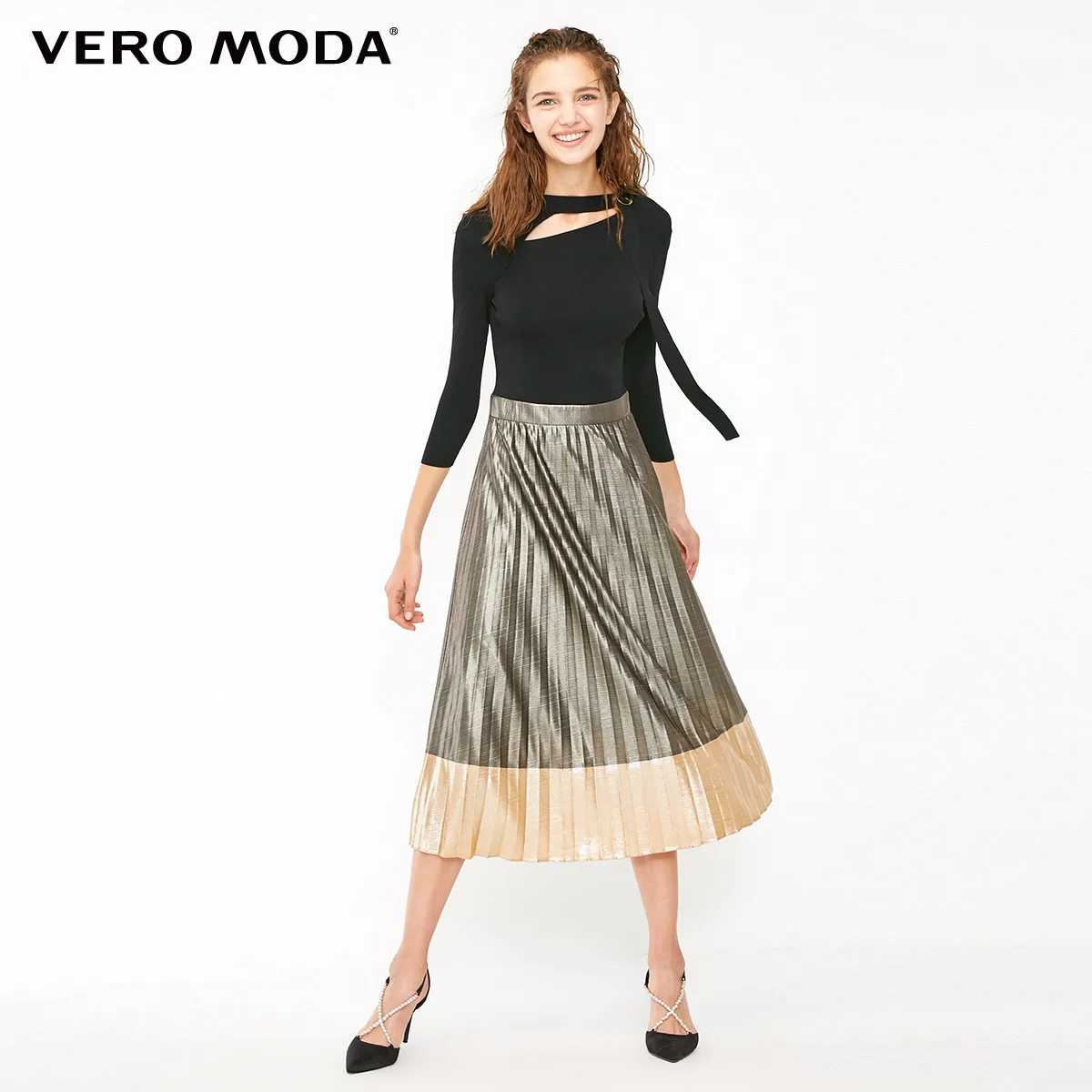 Vero Moda женское трикотажное платье средней длины с металлической текстурой | 31917C506