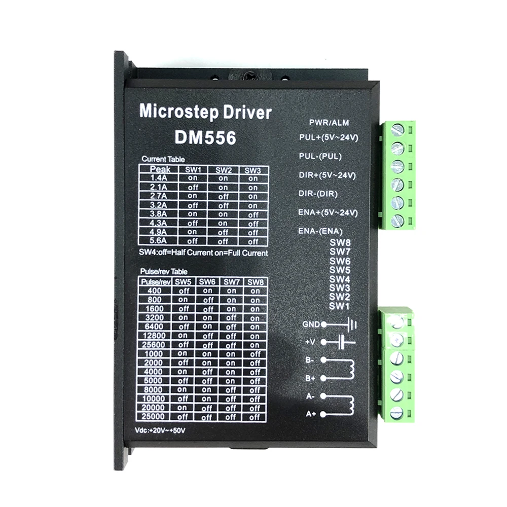 1pcs DM556 Stepper Motor Controller 2 Phase NEMA 23 34 Digital Stepper Motor Driver 20-50V DC Max 5.6A for 42 57 86 Series Motor
