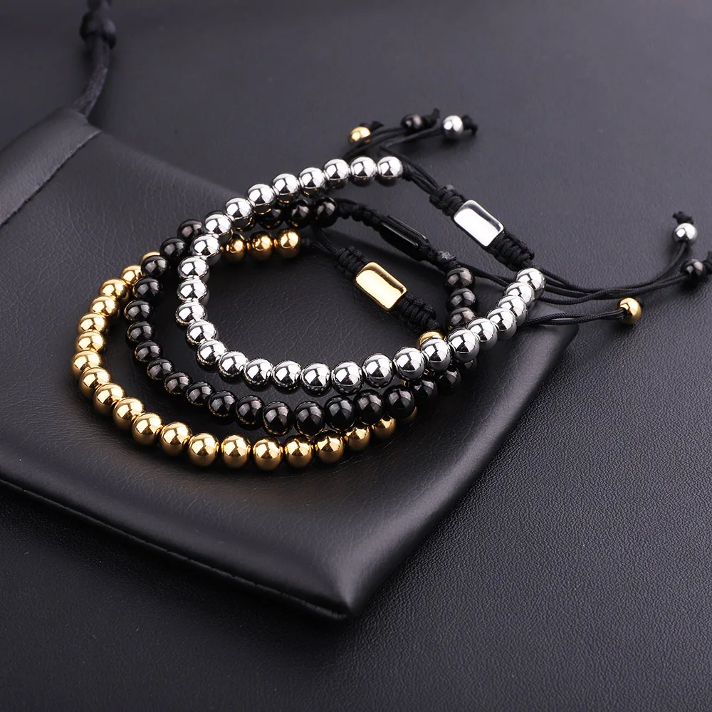 JARAVVI High Quality Men Bracelet Simple Design 6mm Small Stainless Steel Beads Macrame Friendship Bracelet Men Jewelry Gift - Image 4