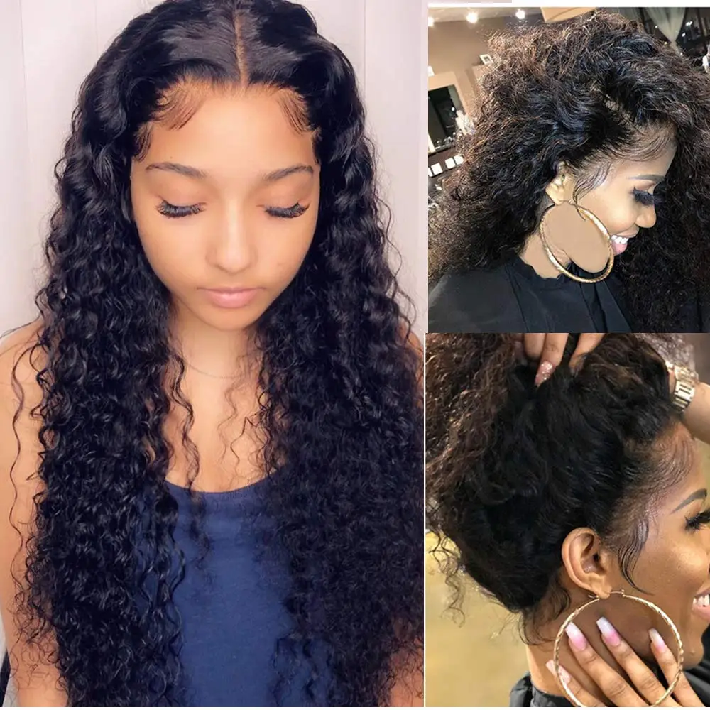 

Glueless Deep Wave Human Hair Lace Front Wigs Pre-Plucked Suerkeep Natural Hairline Brazilian Deep Wave Lace Frontal Wigs 150% D