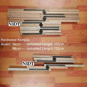 

1 Pair 56cm 98cm Hardwood Kempas 3-fold Dinning Table Slides Wood Table Slide Extension Sliding Equalizer Extender