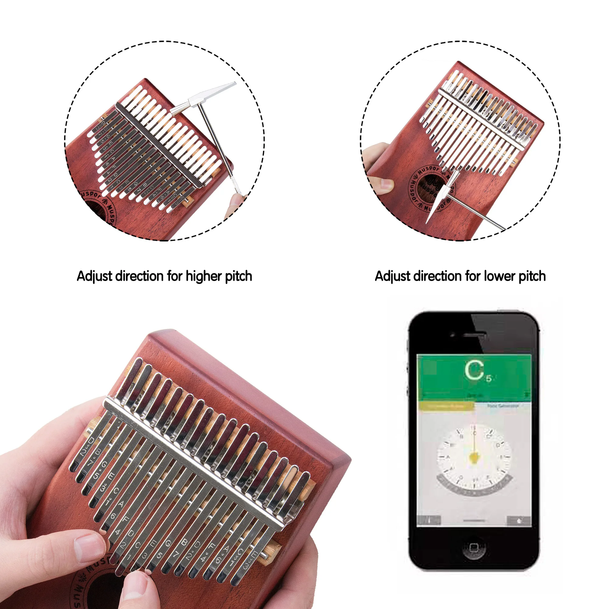 Muspor 17 клавиш Thumb Piano EQ kalimba Mbria Acacia деревянная Связь Динамик электрический датчик с