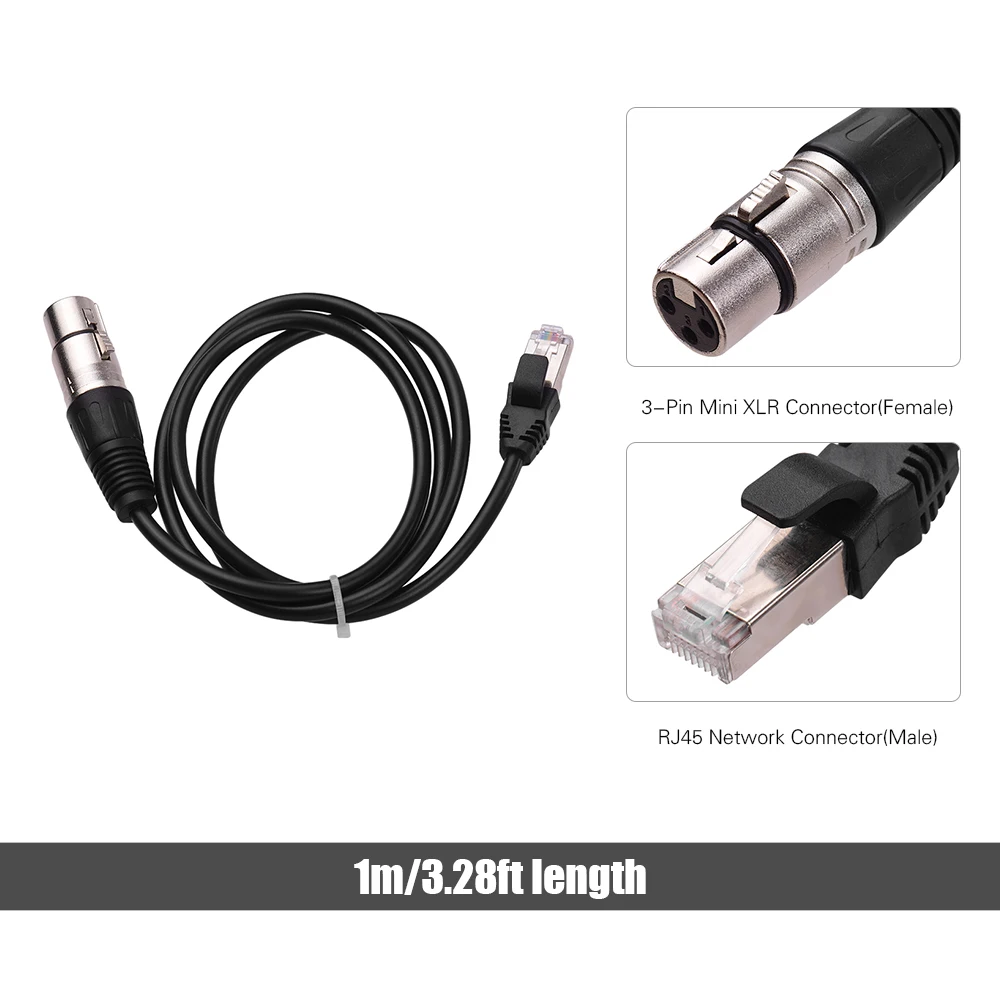RJ45 мужской сетевой разъем для 3-Pin Mini XLR Женский удлинитель DMX512 кабель для сцен и студий кабели провода серебро/черный Цвета