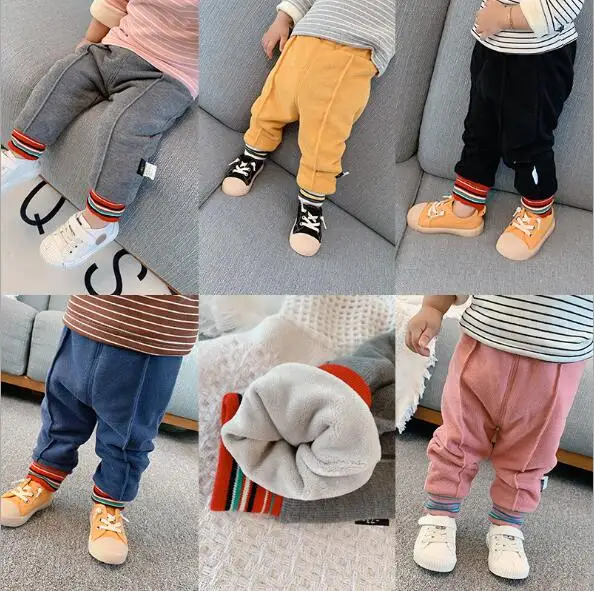 

New Winter Big PP Baby Full Length Pants with fur Cotton Toddler Harem Pants Newborn Casual Trousers Loose Infants Elastic Pants