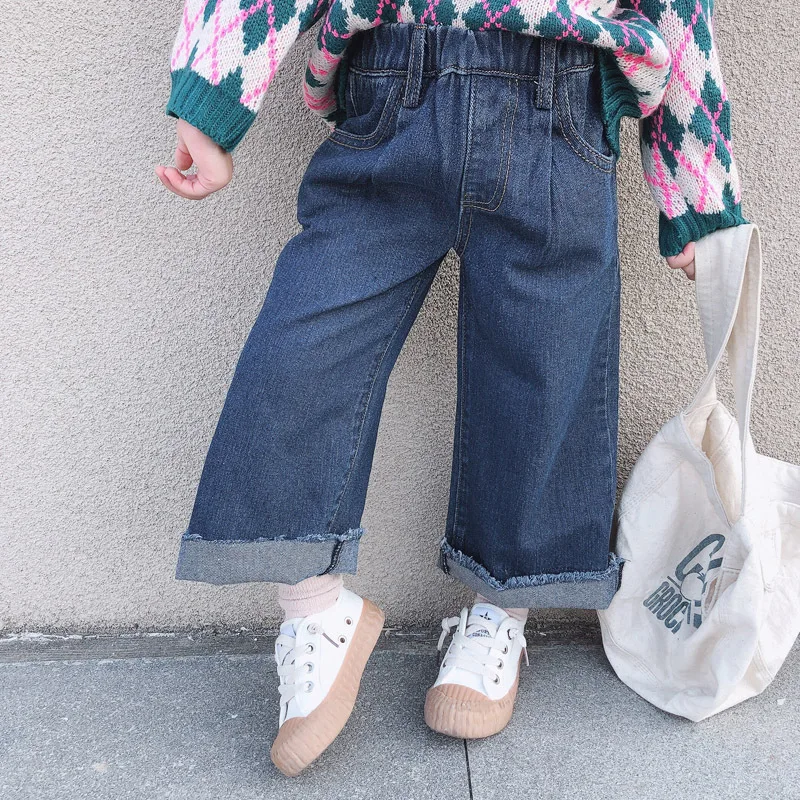 

chifuna New Solid Denim Loose Wide Leg Pants Fall Winter Clothes Pants Toddler Girl Clothes Kids Clothes Baby Girl Outfits Denim