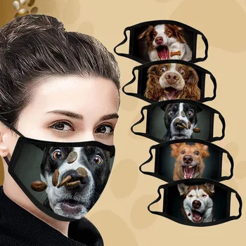 

Funny Dog Print Breathable Face Mask Windproof Mouth Mask Washable Mouth Cover Reusable Cloth Face Shield mondmaskers