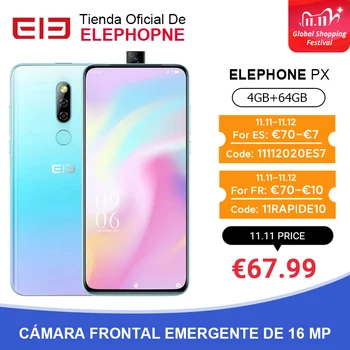 

ELEPHONE PX 4GB 64GB Smartphone MKT MT6763 6.53" FHD+ Full Screen 16MP Dual Rear Cam Android 9.0 Pop-Up 16MP Cam Mobile Phone
