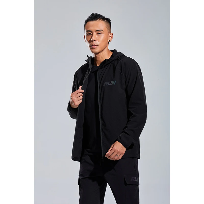 

Outdoor sports casual coat for men quick dry running breathable hooded fall new loose-fitting long-sleeved stretch fitness wear
