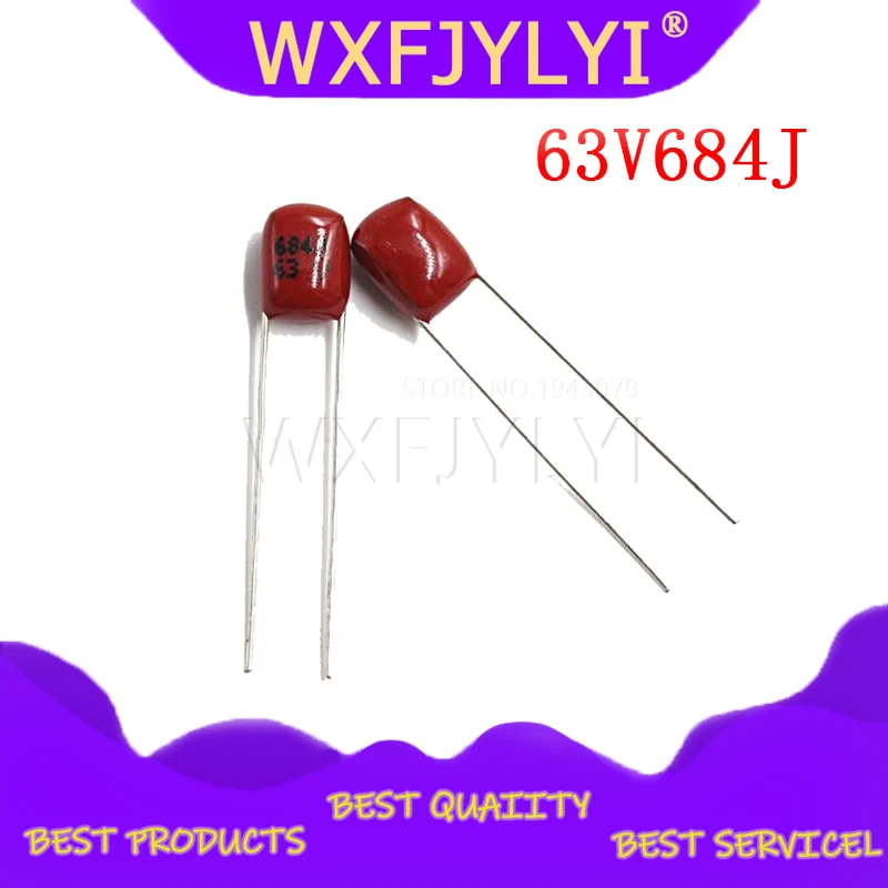 20 шт 684 63V 0 68 UF шаг 5 мм 680nf 63V684J CBB полипропиленовый пленочный конденсатор |
