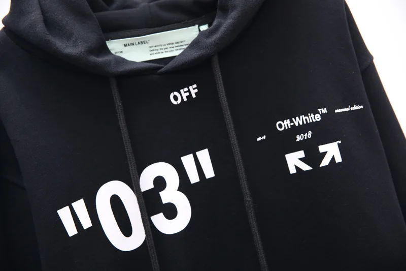 19SS OFF-WHITE OW ограничен сзади номер 03 стрелка свитшот с капюшоном с принтом Мужские толстовки