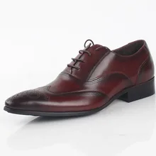 Designer Brand Genuine Leather Men Shoes Wedding Oxfords Formal Shoes Pointed Toe Men Dress Shoes Famous Brogues Shoes