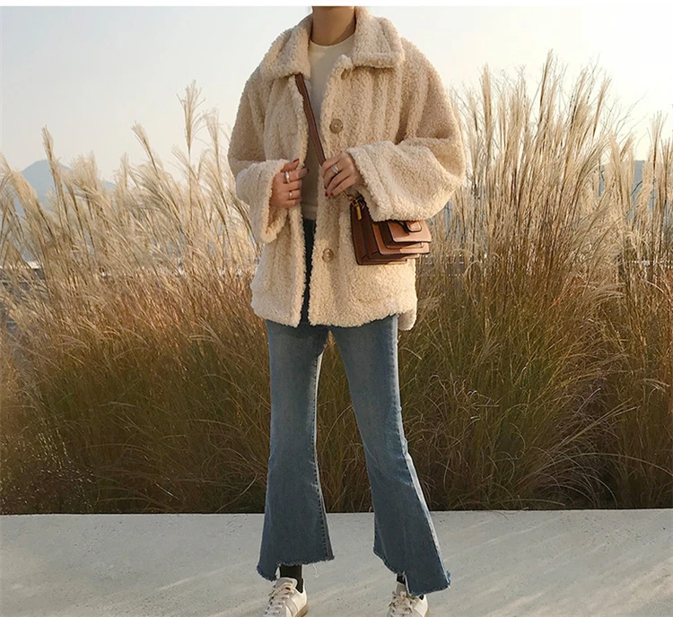 

Faux Fur Coat Women Autumn Winter Jacket Coat Plus Size Long Sleeve Outerwear Turn Down Coat 2006