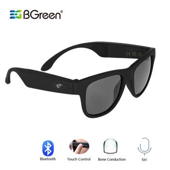 

BGreen Bone Conduction Bluetooth Headphone Audio Smart Polarized Sunglasses Glass With Bluetooth Running Headset Hiking Earphone