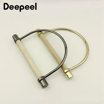 

Deepeel 2/4pcs Metal Handle Bag Detachable Wooden Handle D Ring Buckles DIY Luggage Hardware Crafts Decorative Accessories BF065