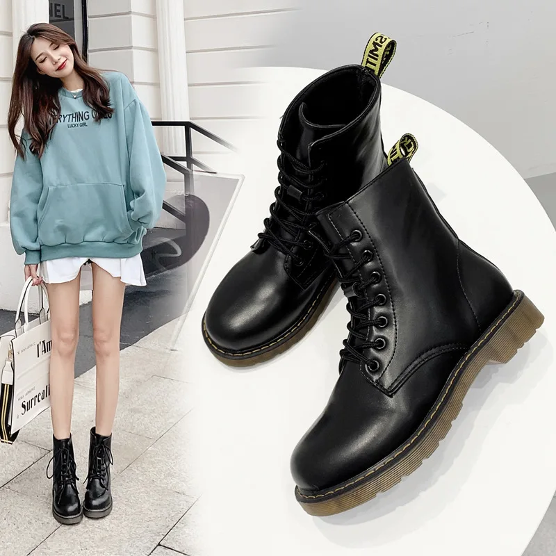 

Modern And Trendy/women Spring And Autumn Single Boots Female Chunky-Heel Low Heel Short Boots Boots England 2019 Autumn round-T