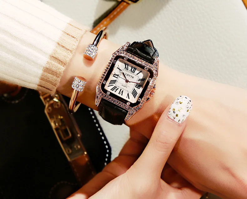 Женские часы, современная мода, Женские кварцевые наручные часы, студенческий кожаный браслет, роскошные часы