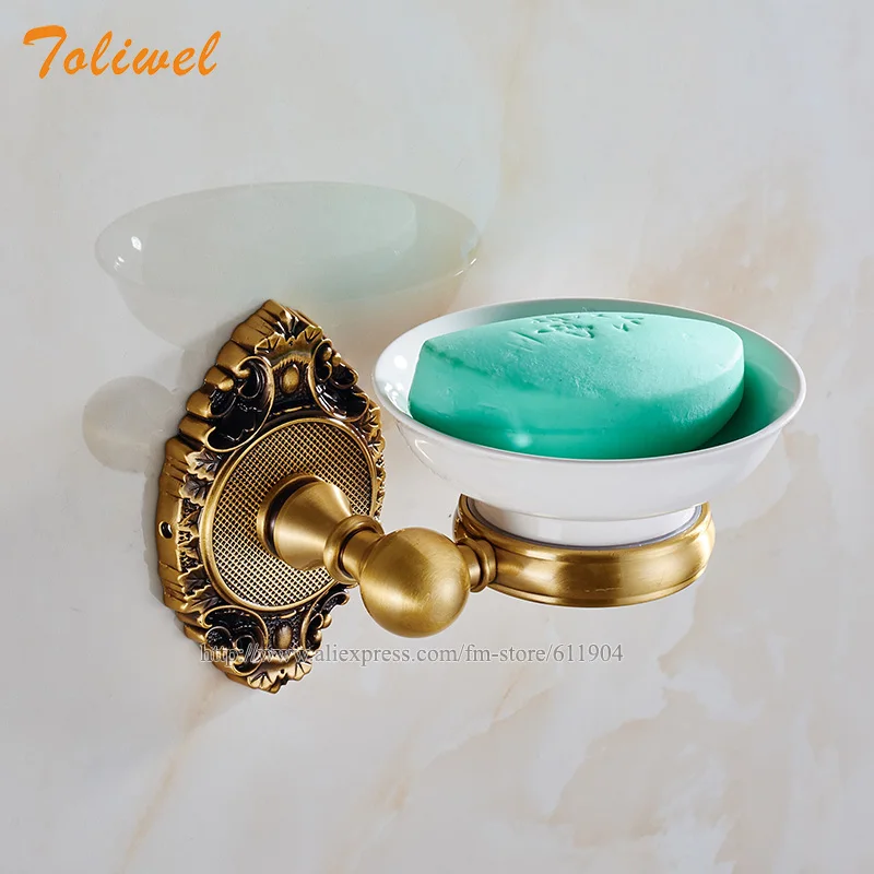 Bathroom Accessories Set Antique Brass Towel Ring Bar Bath Shelf Paper Holder Toilet Brush Coat Rope Hook Bath Rack Soap Dish