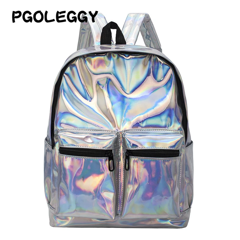 Лазерный женский рюкзак прозрачные дорожные сумки 2019 новый из искусственной