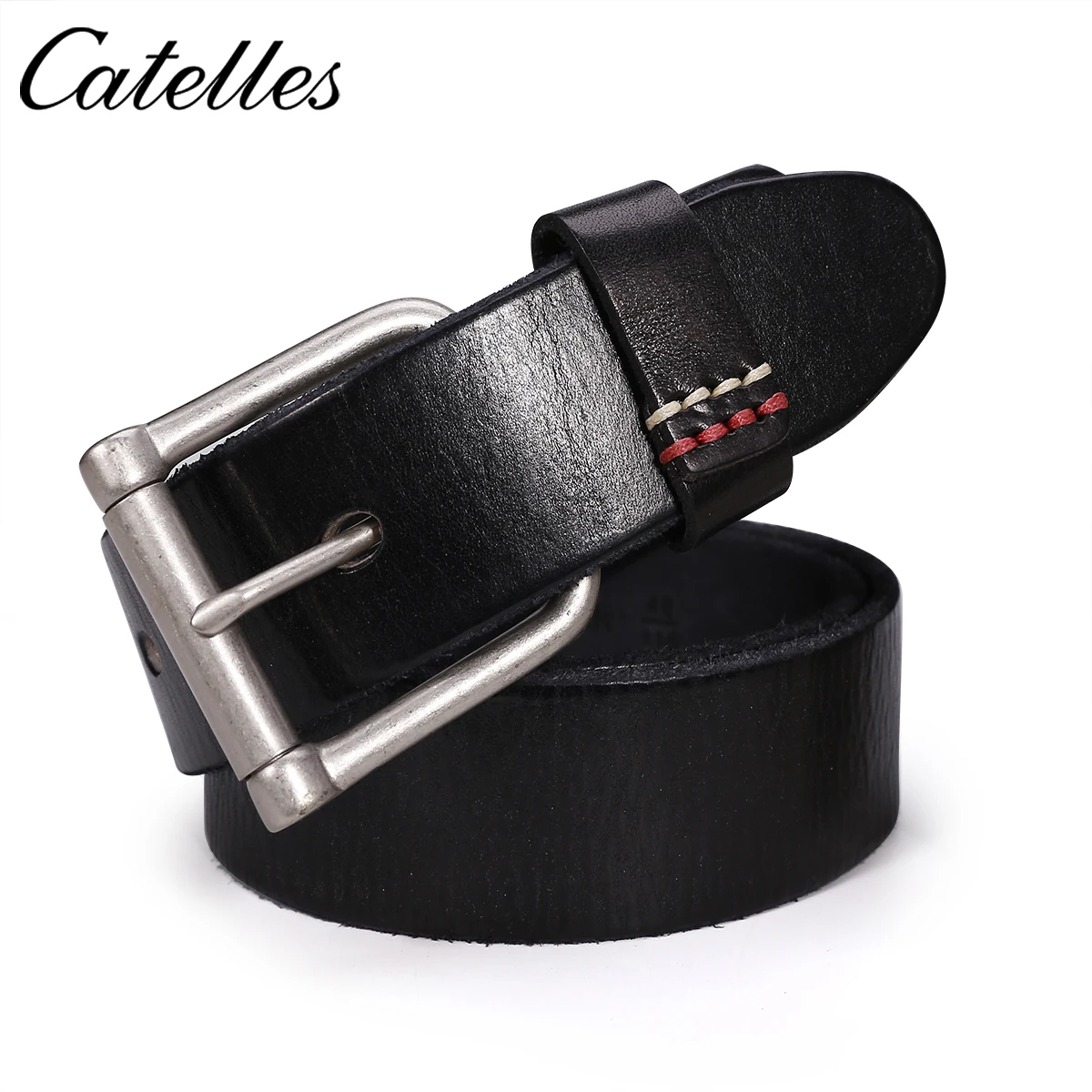 Brand Catelles Formal Leather Belt Waist Metal Pin Buckle Four Color Men Belt