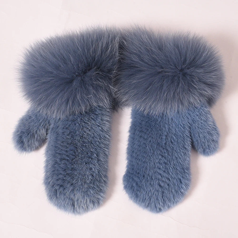 Blue Jancoco Max Новое поступление перчатки из натурального меха норки зимние теплые варежки из натурального меха лисы женские меховые перчатки S7750 - Цвет: Blue