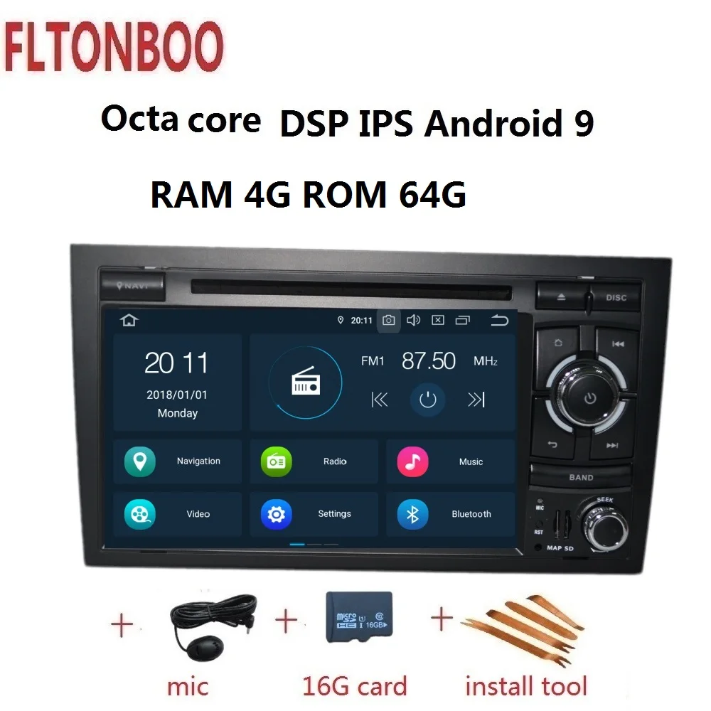 

7" Android 9 for AUDI A4 2002-2008 car DVD radio gps navigation,3g,RAM 4GB ROM 64 GB ,bluetoot,octa core,touch screen,PX5,DSP