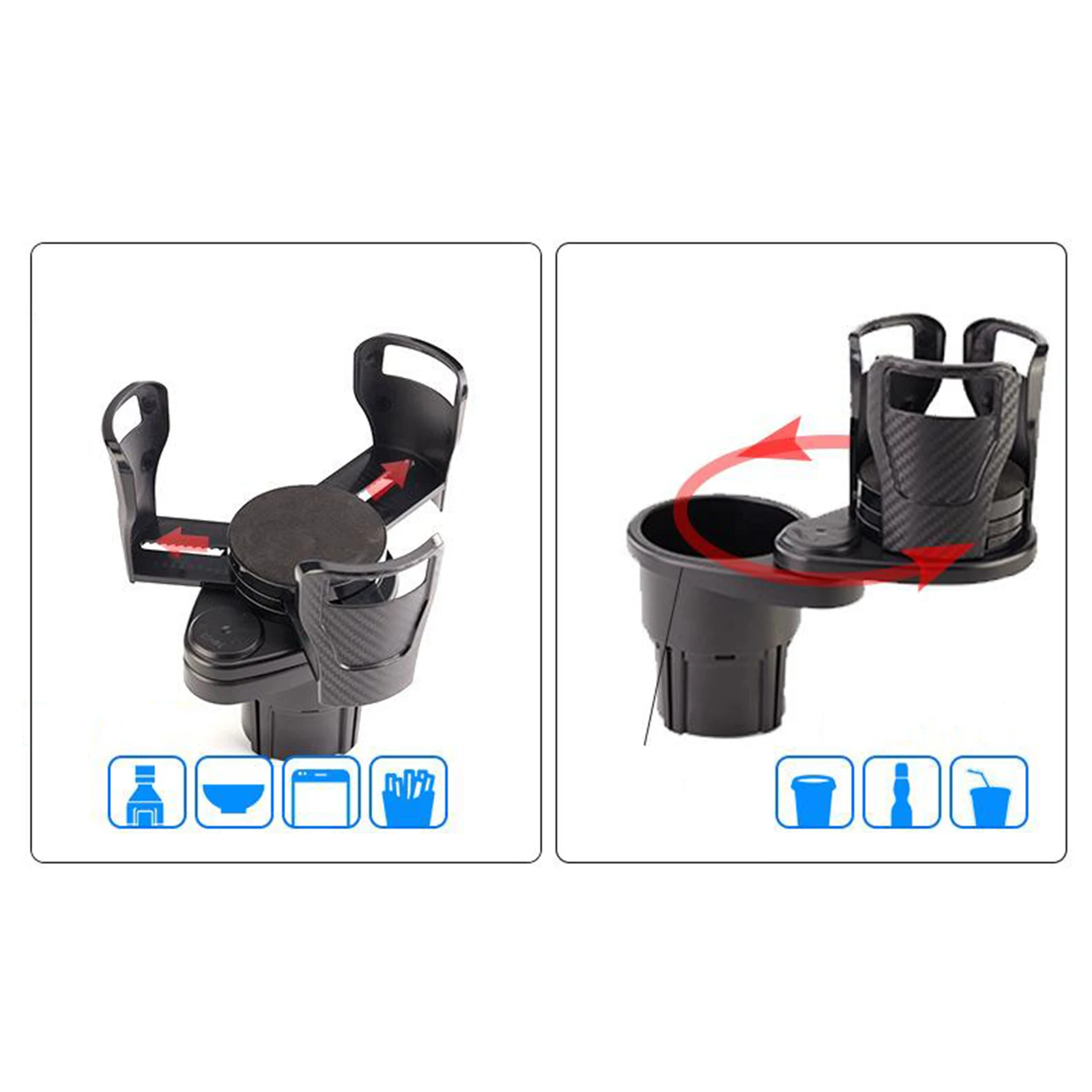 360° Rotating Adjustable Base 2in1 Car Cup Holder Expander Adapter