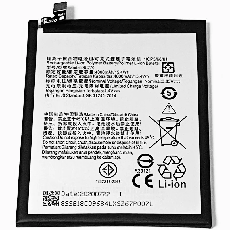 3 85 V 4000mAh BL270 для Lenovo K8 Note XT1902-3 Battery | Мобильные телефоны и аксессуары