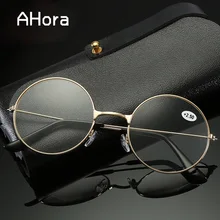 Ahora металлические круглые очки для чтения женщин и мужчин прозрачные линзы очки при дальнозоркости с диоптрий+ 1,0 до 4,0
