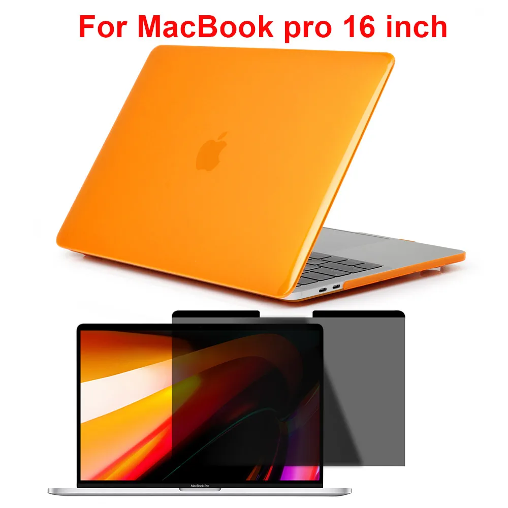 Оранжевый Для MacBook Pro 16 дюймов чехол для ноутбука устойчивый к царапинам чехол прозрачный защитный жесткий чехол плюс 1 штука 16 дюймов защита экрана - Цвет: Оранжевый