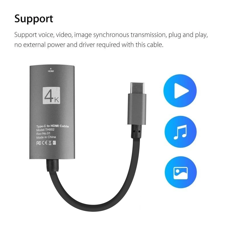 Asunflower зеркальный адаптер для MacBook ультра чистый USB 3,1 type C к HDMI кабель для samsung S8 S9
