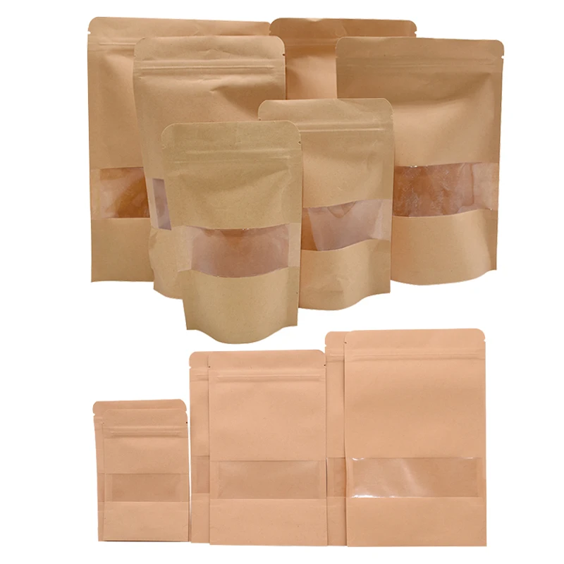 10Pack Small Gift Bags Paper Kraft Paper Candies Bags with Zip Lock Wedding Birthday Party Kids Favors Cookies Packing Supplies