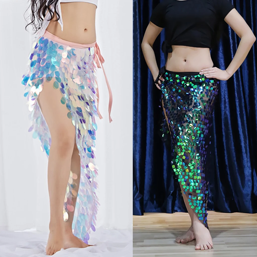 Belly Dance Hip Scarf Shining Sequins Triangle Scarves with Tassel Dance Hip Wraps Accessories