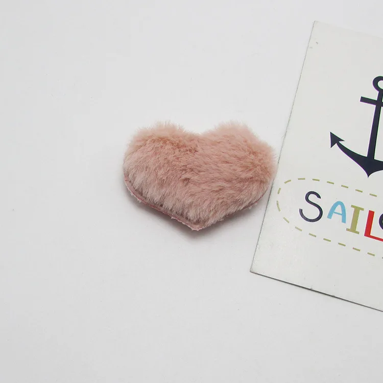 Pink heart 20-60 шт Имитация меха кролика сердце/кролик/Корона Мягкая тиснение DIY ремесло поставки детские аксессуары для волос материал украшения - Цвет: Pink heart