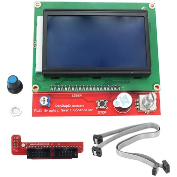 

LCD 12864 Version Graphic Smart Display Controller Module Board with Adapter and Cable Compatible with RAMPS 1.4 Reprap