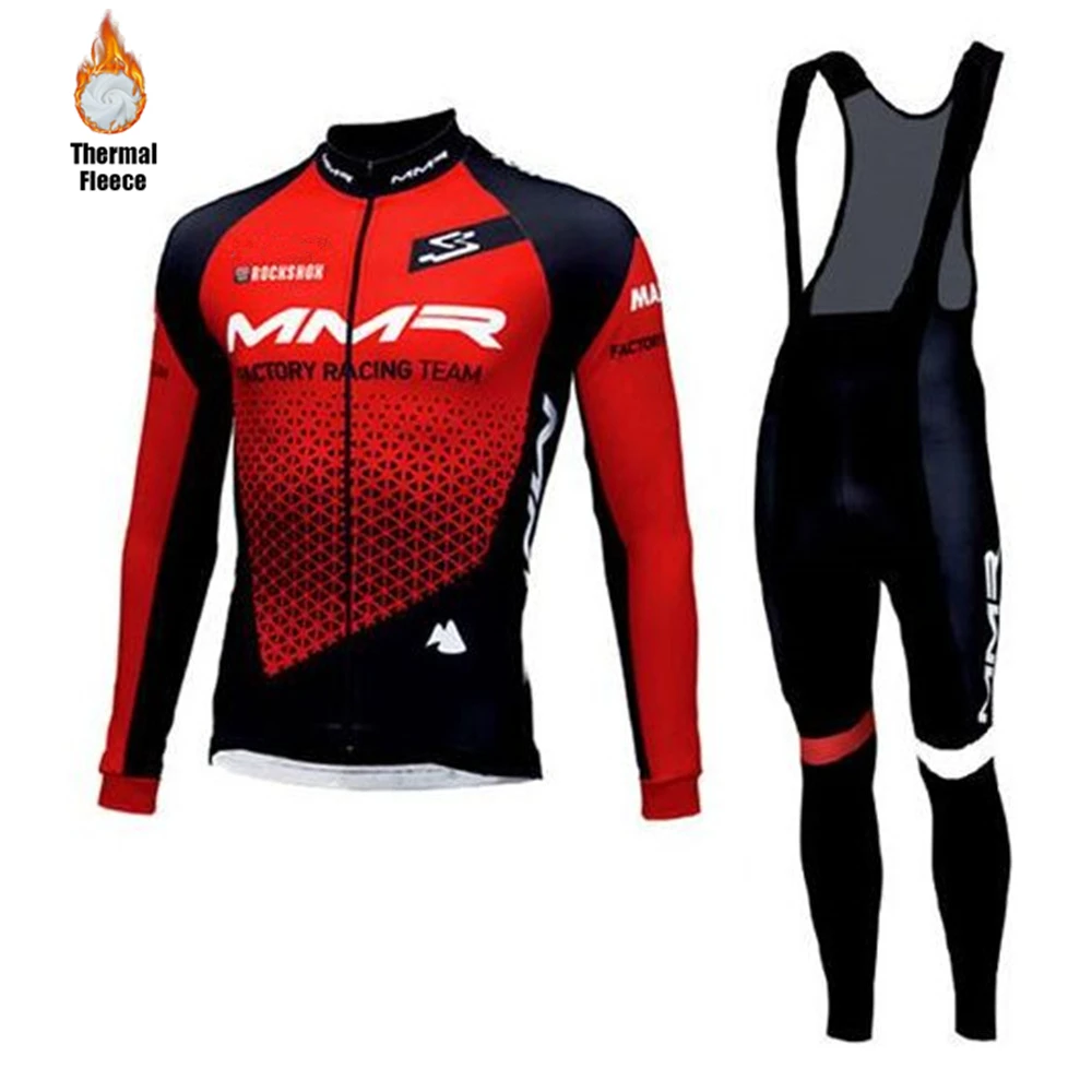 

MMR Team Winter Clothing Men Cycling Jersey Suits Bicycle Warm Jacket outdoor Long sleeve Top Velvet maillot Ciclismo Bib Pants