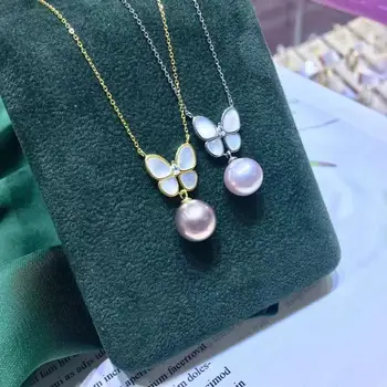 

Butterfly 925 Sterling Silver Necklace Set Findings Jewelry Settings Mountings Parts for Akoya Edison Pearls, Coral, Jade