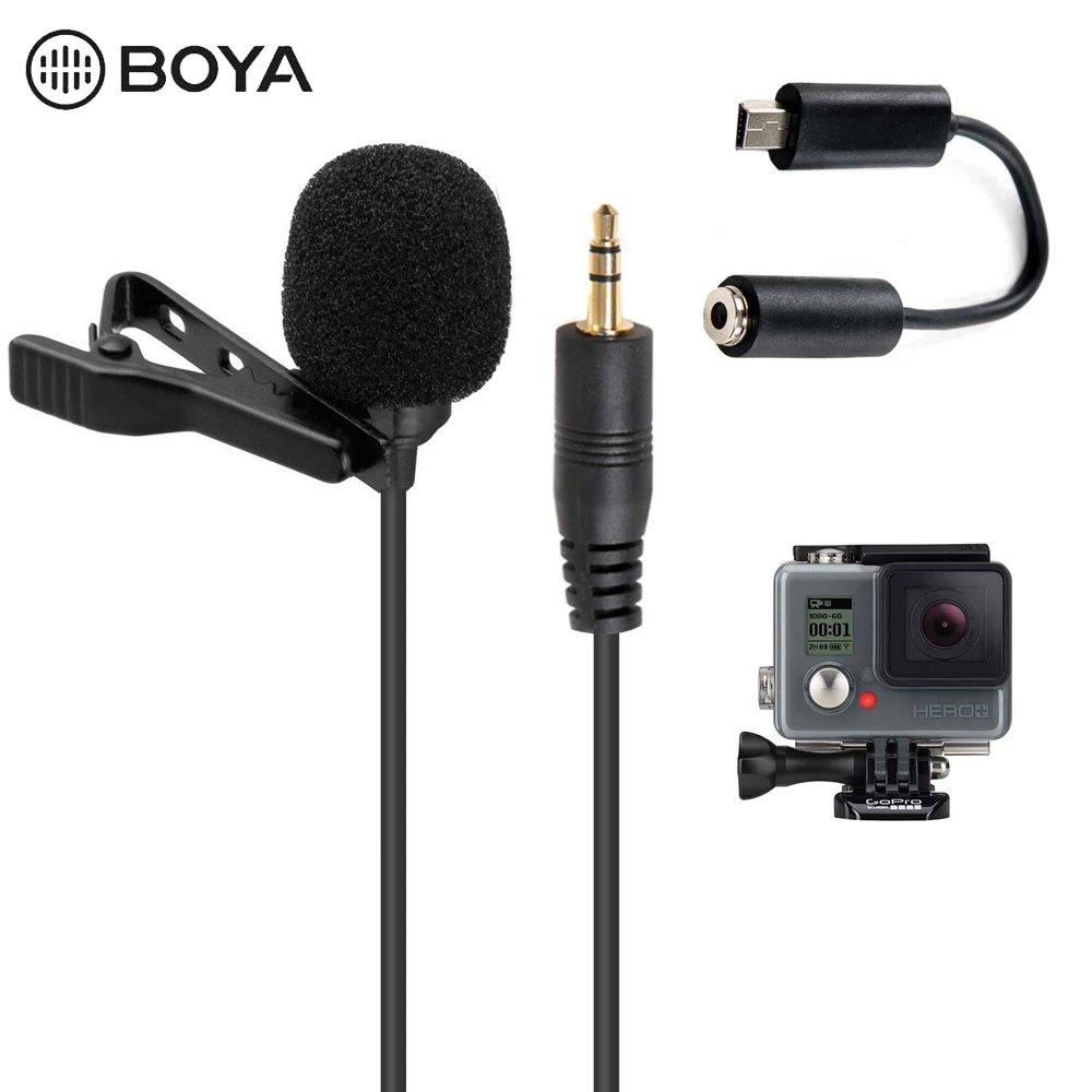 BOYA BY LM20 BY-LM20 Pro 3,5 мм клип спортивный внешний микрофон клип Mic Mini USB для GoPro Hero 4 3+ 2 видео