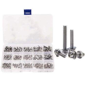 

320Pcs M2 M3 M4 Screws Pan Head Screws Bolt and Nut Flat Washers Machine Screws Set Stainless Steel Screws