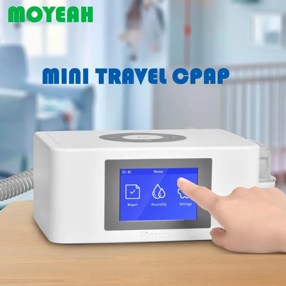 

MOYEAH Mini Travel CPAP Machine Portable Anti Snoring Cpap Medical Ventilator with Nasal/ Full Face Mask Tube 16GB Micro SD Card