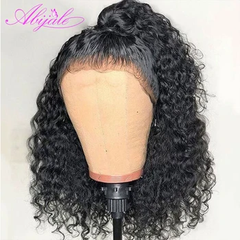 

Abijale Curly Lace Front Human Hair Wigs With Baby Hair Brazilian Remy Hair Short Bob Wigs For Black Women 150% Density
