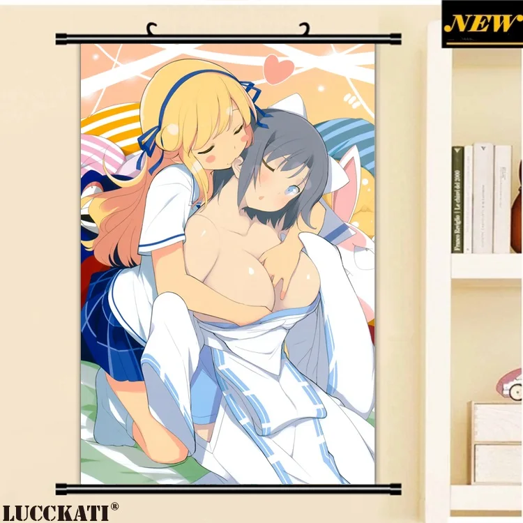 5yande.re 362305 breast_hold cleavage katsuragi no_bra open_shirt seifuku senran_kagura yaegashi_nan yukata yumi_(senran_kagura) yuri_副本
