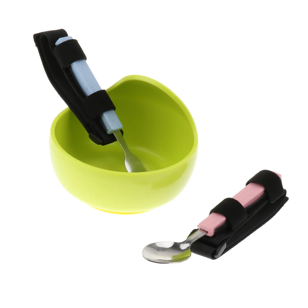 3pcs/set Hand Tremors Arthritis Elderly Utensil Eating Aid Spoon Fork Bowl Kit for Hand Spasm Finger Deformation Grip Loss