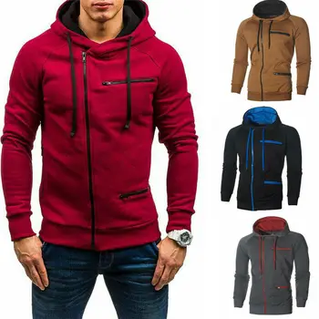 

M-3XL Men Warm Hoodie Hooded Sweatshirt Coat Jacket Outwear Jumper Winter Fashion Man Hoodies Zip Up Casual Coat Jacket Outfits