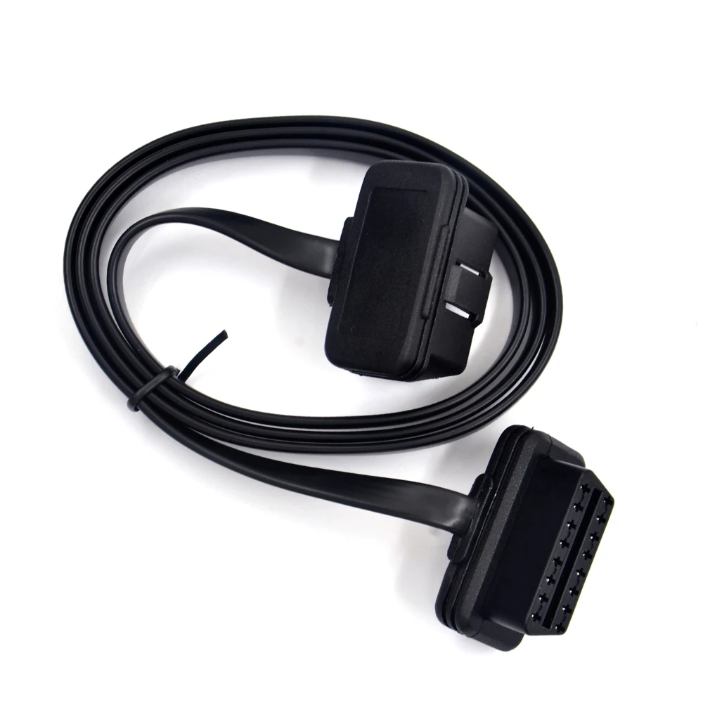 auto inspection equipment Dual Female Y Splitter Elbow 16Pin OBD 2 Extender ODB OBD2 Cable 16 Pin Male To Female Flat Noodle OBD2 Extension Cable car inspection equipment for sale