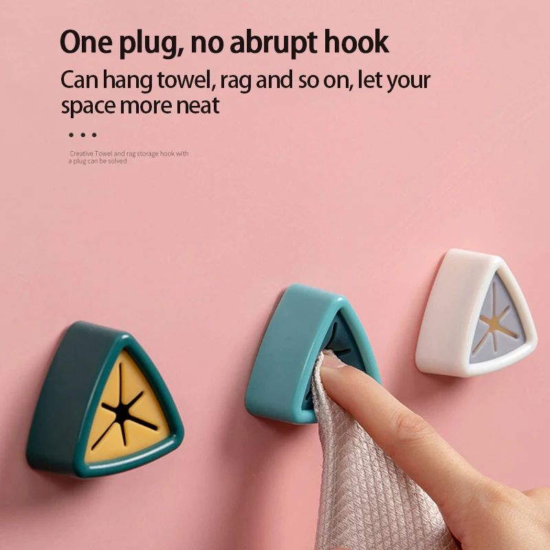 1Pcs Self Adhesive Towel Plug Wall Mounted Hook Holder Kitchen Dishcloth Clip Organizer Bathroom Wall Mounted Storage Rack
