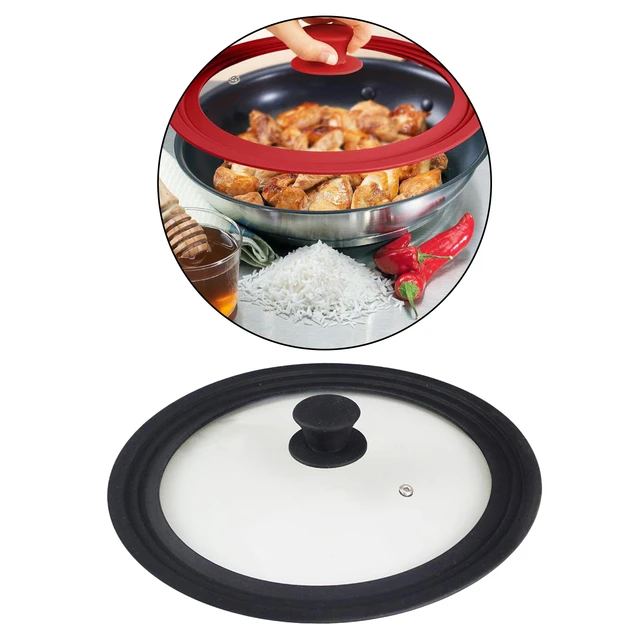 Bezrat Silicone & Glass Microwave Plate Cover - Black
