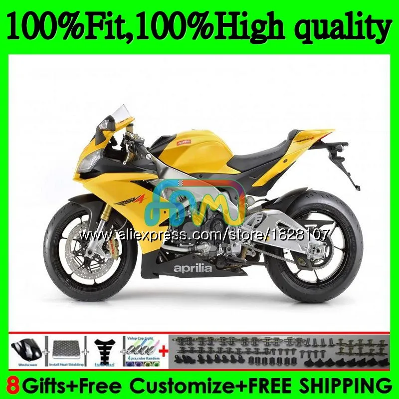Инъекции для Aprilia RSV1000RR RSV1000 09, 10, 11, 12, 13, 15 80BS. 14 РСВ 1000 R 1000R 2009 желтого золота 2010 2012 2013 обтекатель - Цвет: No. 1