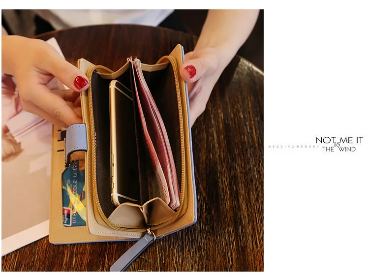 Модный женский кошелек из искусственной кожи, Женский Длинный кошелек с золотыми полыми листьями, сумочка, Женский кошелек для монет, держатель для карт, клатч