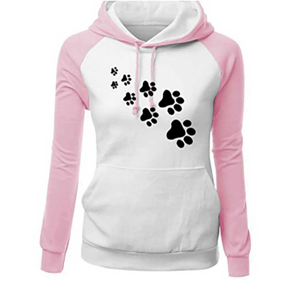 Plus Size Hoodies Women Cartoon Print Cat Claw Hooded Long Sleeve Pocket Loose Sweatshirts Tracksuit Spring Autumn Tops Hoodies
