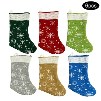 

6pcs Knitted Christmas Stockings Socks Candy Gift Bags with Hanging Loop for Home Xmas Tree Fireplace Hanging Pendant
